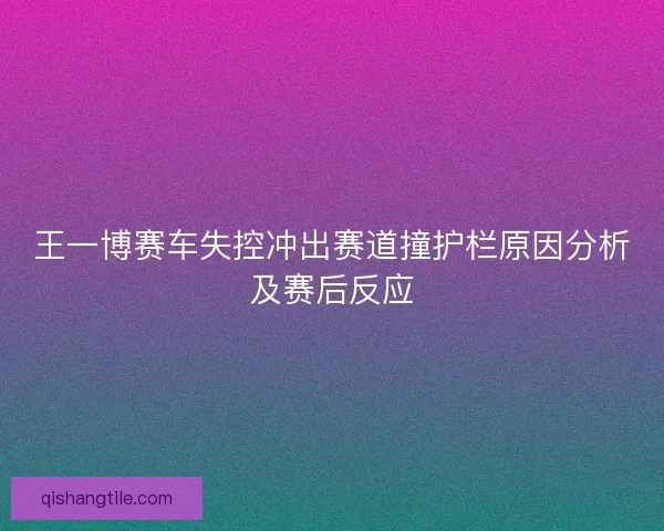 王一博赛车失控冲出赛道撞护栏原因分析及赛后反应