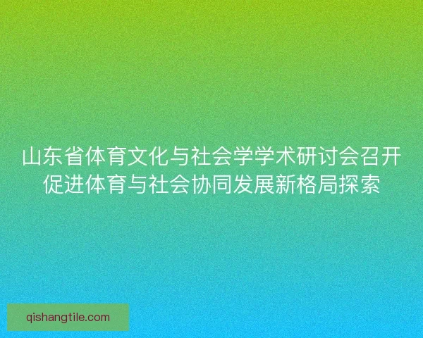 山东省体育文化与社会学学术研讨会召开促进体育与社会协同发展新格局探索 山东省体育文化与社会学学术研讨会召开促进体育与社会协同发展新格局探索